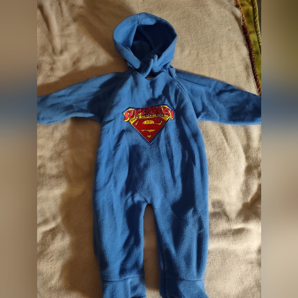 Blue Superman Baby Long Sleeve Footed Pajama With Red Cape/Size 3T (Boys)